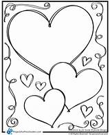 Printable Heart Coloring Valentine Hearts Popular sketch template