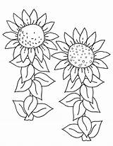 Sunflower Coloring Pages Printable Kids Flowers Children Stamps Digi sketch template