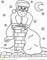 Chimney Santa Coming Down Colouring Pages Coloring Christmas Choose Board Kids Sheets Worksheets sketch template