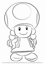 Toadette Mario Super Draw Drawing Step Toad Drawingtutorials101 Tutorials Drawings Easy Cartoon Silhouette Games sketch template