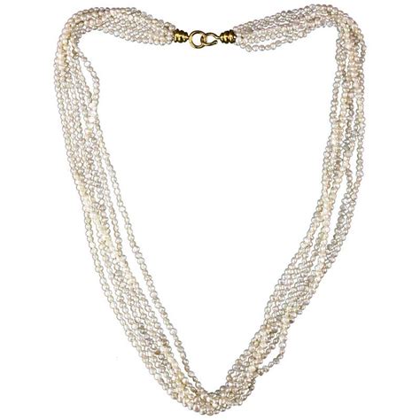 Tiffany Pearl Necklace With A Brilliant Pave Set Center At 1stdibs