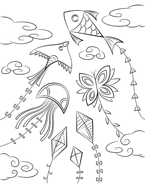 colouring pages  kite flying