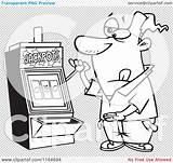 Casino Slot Outlined Machine Man Royalty Clipart Vector Cartoon Toonaday sketch template