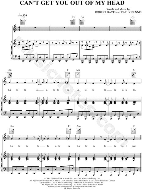 Kylie Minogue Can T Get You Out Of My Head Sheet Music