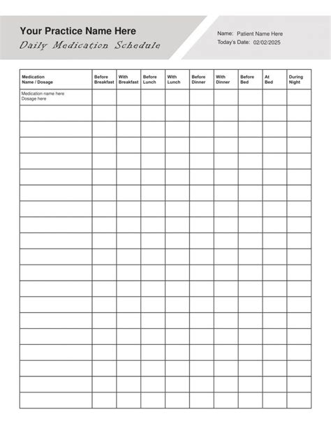 daily medication schedule template  therapybypro