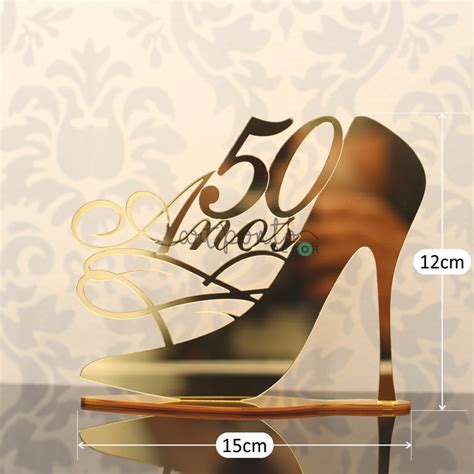 Topo De Bolo 50 Anos Sapato Alto Em Espelho Art Ponto