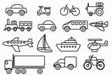Transportation Clipart Clip Transports Vector Set Different Transport Means Kids Worksheets Drawing Illustrations Coloring Kindergarten Colouring Drawings Templates Arts Icons sketch template
