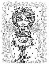 Coloring Pages Gothic Angel Adult Book Color Colouring Goth Printable Pastel Mermaid Instant Angels Digital Drawing Chubby Halloween Print Fairy sketch template