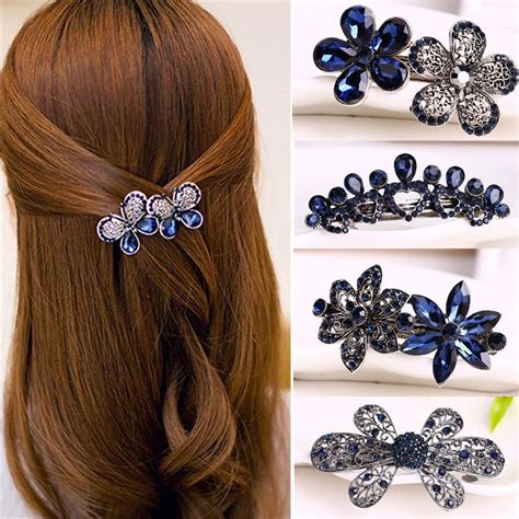 fashion women s crystal butterfly hairpin vintage rhinestone flower hair pin barrette hair clip