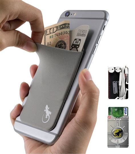 phone wallet  gecko gray stick  card holder  cellphones cases   rfid credit card