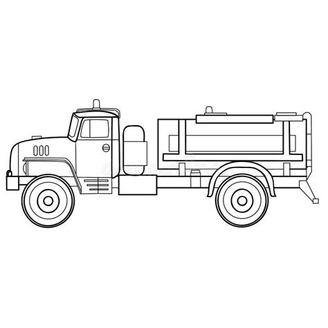 fuel truck car sketch coloring book isolated object  white vector