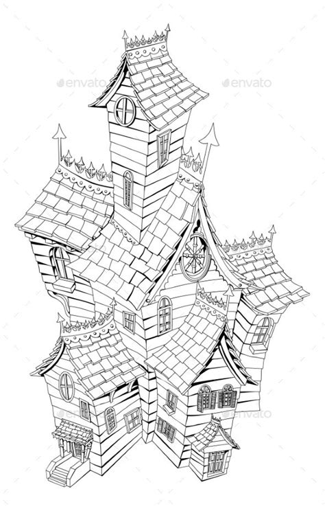 spooky haunted house illustration house illustration house colouring