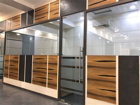 wooden  glass office wall partition