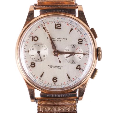 chronograph suisse  gold mens wrist   thebestantiquecom