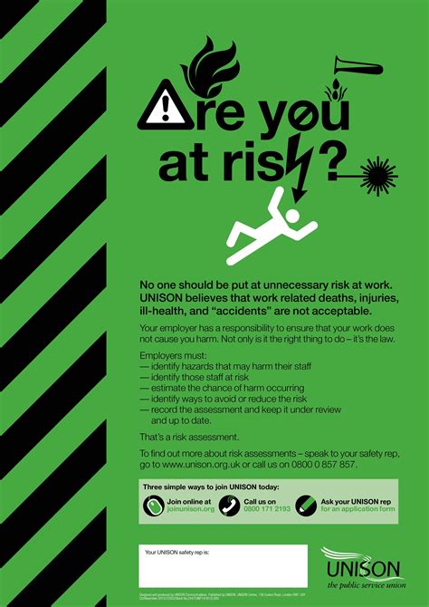 risk health  safety poster unison shop