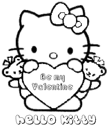kitty valentines coloring pages  kitty
