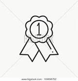 Place Ribbon First Vector Drawing 1st Winner Thin Icon Line Award Medal Champion Leadership Achievement Gold Jose Getdrawings Balli Jewelry sketch template