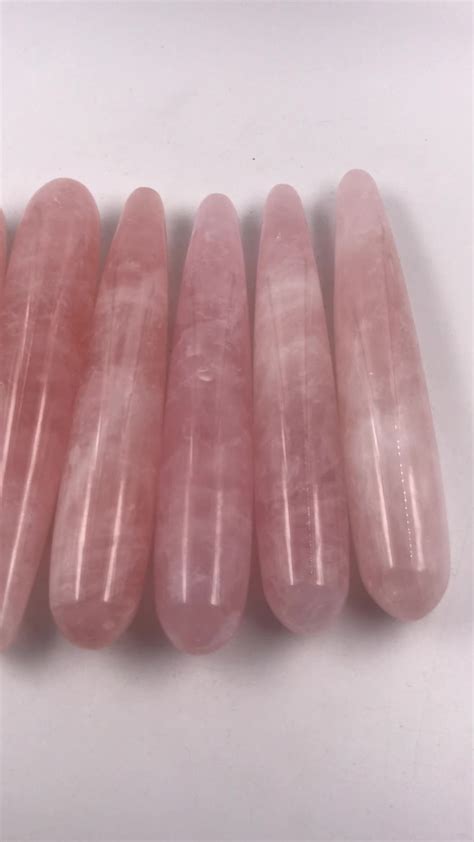 Natural Quartz Rose Crystal Dildo Healing Crystal Penis Carved Pink