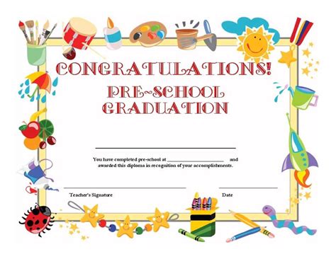 preschool certificate templates   amp premium  regard