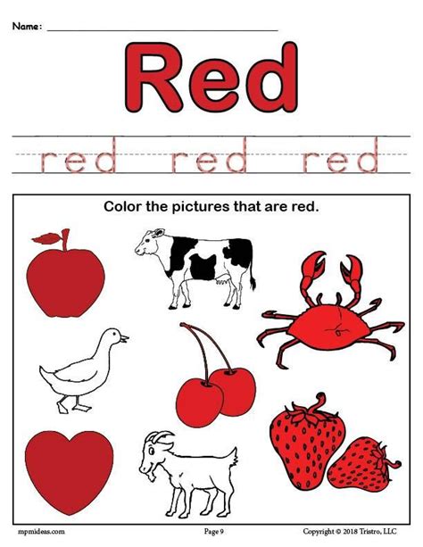color red worksheet preschool color activities color worksheets