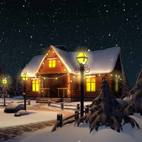 complete scene christmas house model