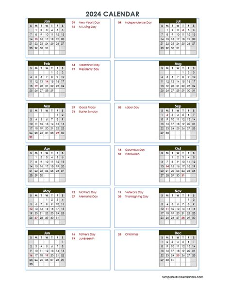 yearly calendar template vertical design  printable templates