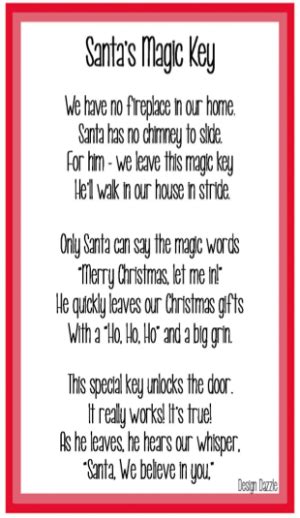 santas magic key poem template  printable tag