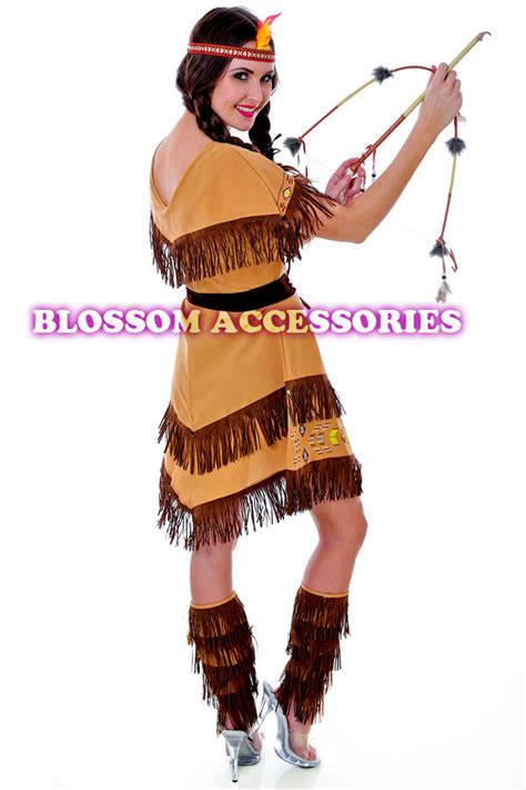 j87 ladies pocahontas native american indian wild west fancy dress