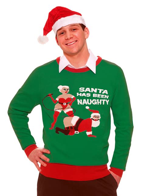 ugly christmas holiday sweater funny naughty santa green adult costume