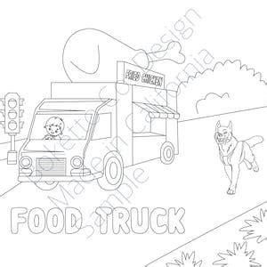 food truck coloring page  kids etsy
