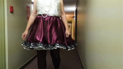 sissy ray in purple sissy dress in corridor gay porn ba