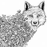 Animorphia Mandala Wolf sketch template