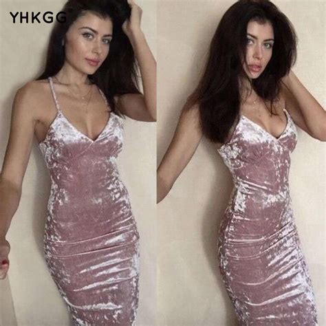 buy 2017 yhkgg autumn woman sexual velvet dress v neck
