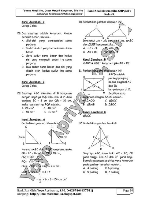 contoh soal kesebangunan dan kekongruenan beserta jawabannya kuy belajar