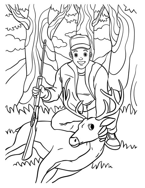 deer hunting coloring page  kids  vector art  vecteezy