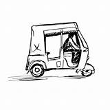 Rickshaw Taxi Dibujado Indio sketch template