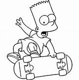 Simpsons Colorir Andando Meninos Simpson Bart Skateboard Imprimir Skateboarding sketch template