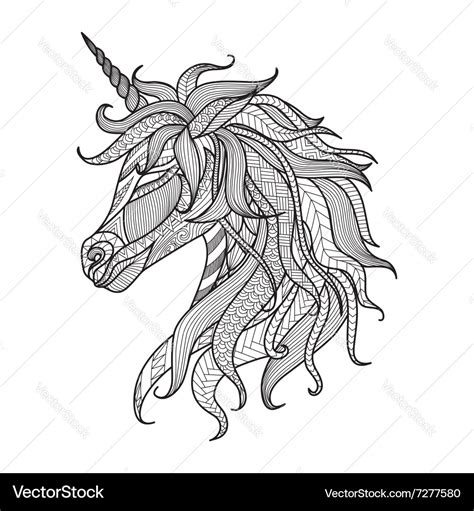 unicorn zentangle coloring book royalty  vector image