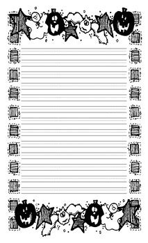 halloween lined writing paper  linda beeghly tpt