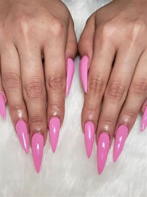 pink long  short stiletto nails