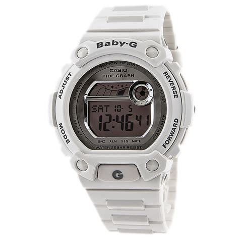 casio casio blx  womens baby  shock resist digital dial white resin tide graph alarm