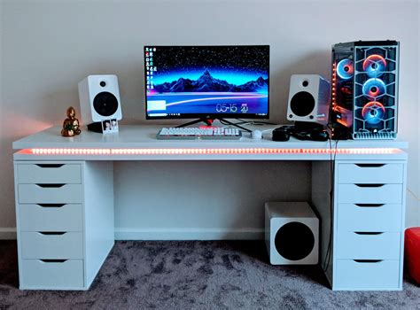 finished gaming desk setup desk gamer bedroom