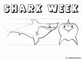 Coloring Shark Week Pages Cartoon Kids Printable sketch template