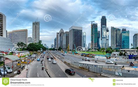 Panorama Of Beautiful Skyline Of Jakarta Indonesia