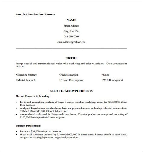 combination resume template   samples examples format