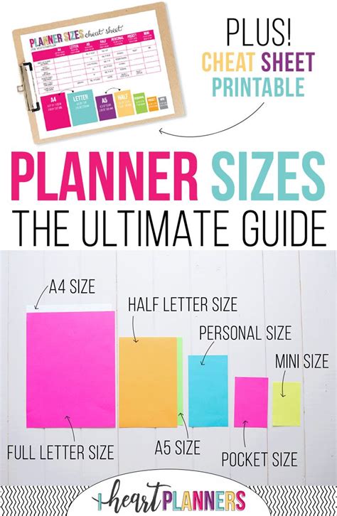 planner sizes  ultimate guide  organized hq planner pages