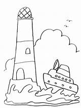 Lighthouse Colouring Coloringpage Boot sketch template