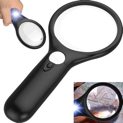 Magnified Professional Magnifying Glass [3x 10x 45x W 3 Led Lights