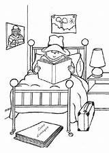 Coloring Paddington Bed Bear Reading Book His Color Pages Luna Getdrawings sketch template
