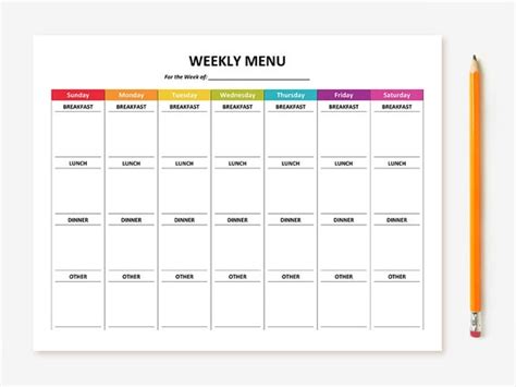 printable weekly menu planner